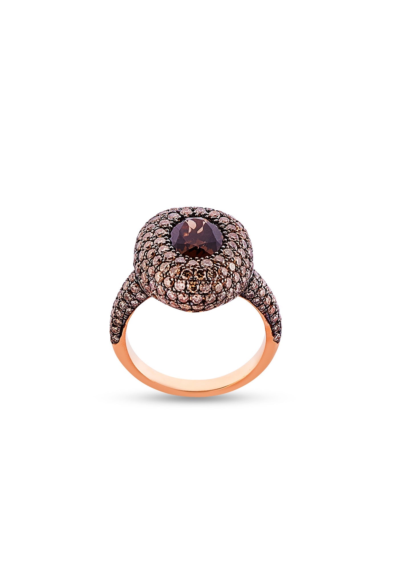 Pebble Ring - Smoky Quartz &amp; Champagne Diamonds