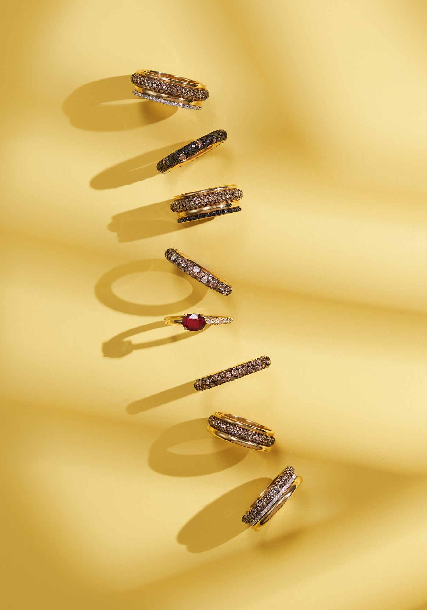 Party Ring with Multi - Champagne Diamonds