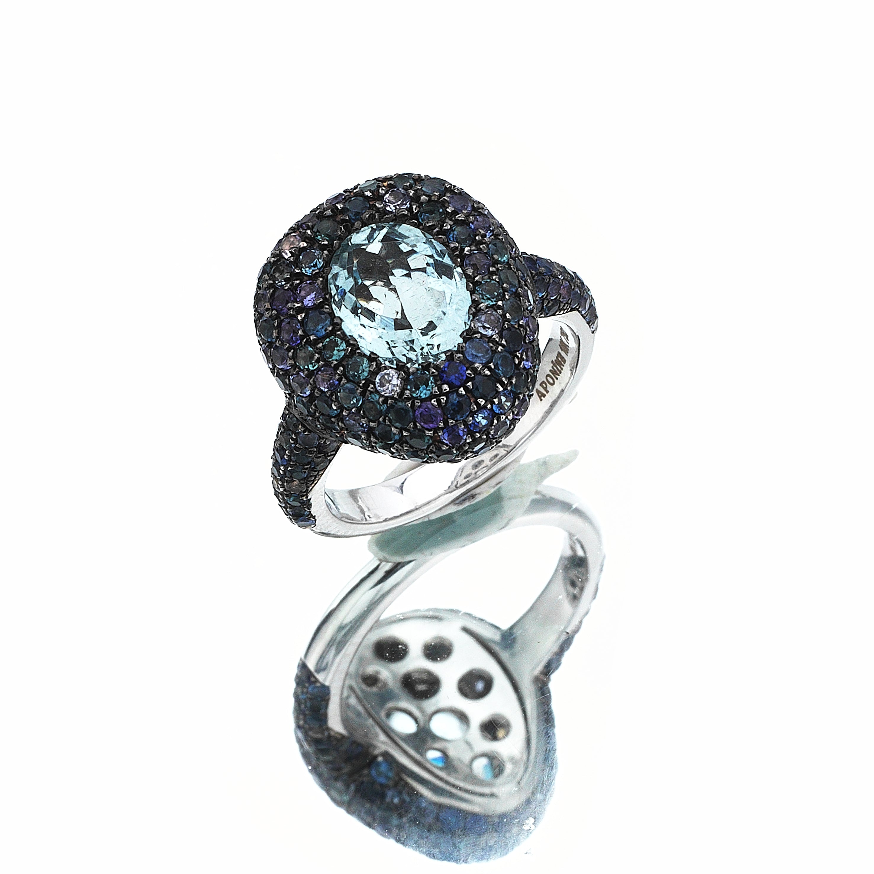 Pebble Ring - Aquamarine &amp; Blue Sapphire